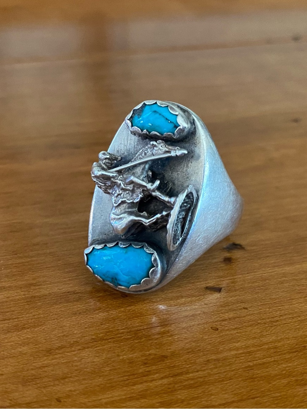 Vintage Native American Sterling Silver Turquoise Ring size 11